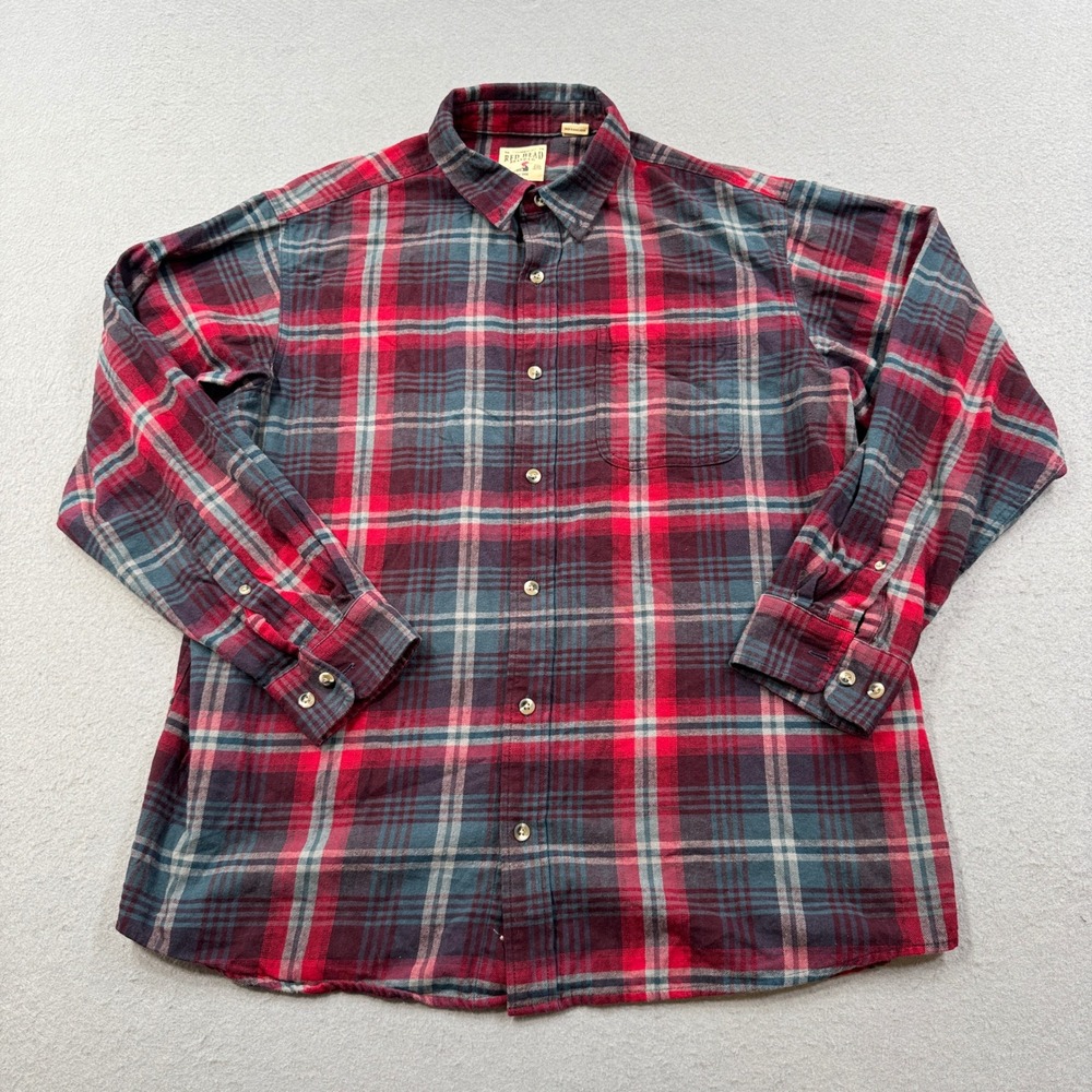 RedHead Flannel Shirt Men's XL Red Plaid Long Sleeve Button Up Classic Cowboy